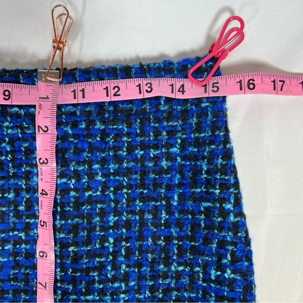 🎉HP🎉 J. Crew Blue Black Aqua Tweed Boucle Lined Mini Skirt Size 2